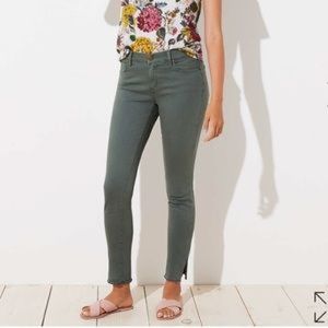Loft skinny Green Denim with Split Hem